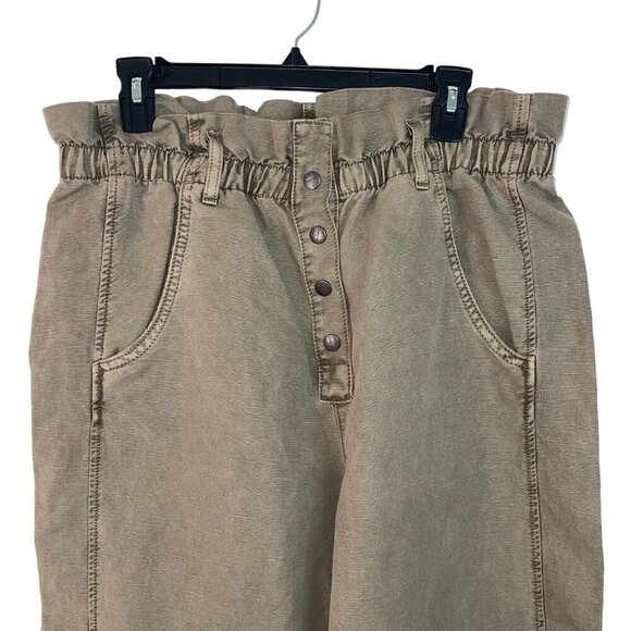 Current Elliot Womens Pants Size 32 Green The Paper Bag Fling Crop High Rise New - Picture 3 of 8